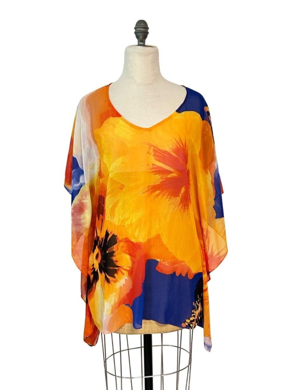 Chico's Floral Pop Peri Poncho Warm Multi NWT S/M